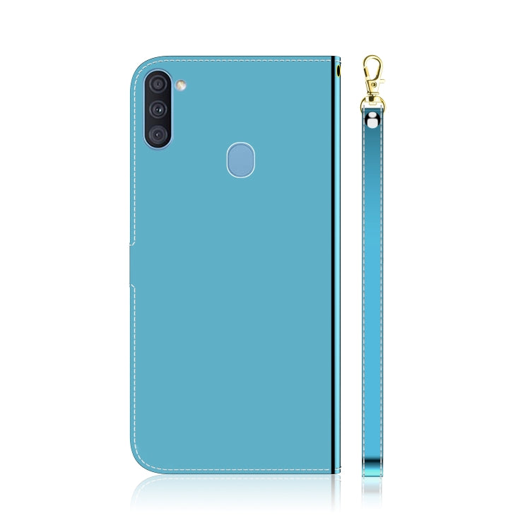 For Galaxy A11 Lmitated Mirror Surface Horizontal Flip Leather Case with Holder & Card Slots & Wallet & Lanyard