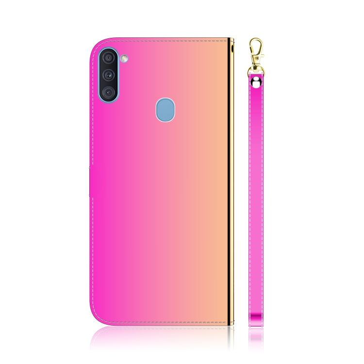 For Galaxy A11 Lmitated Mirror Surface Horizontal Flip Leather Case with Holder & Card Slots & Wallet & Lanyard