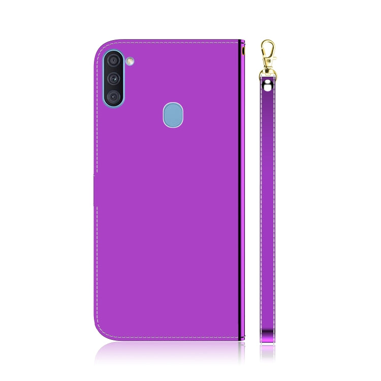 For Galaxy A11 Lmitated Mirror Surface Horizontal Flip Leather Case with Holder & Card Slots & Wallet & Lanyard