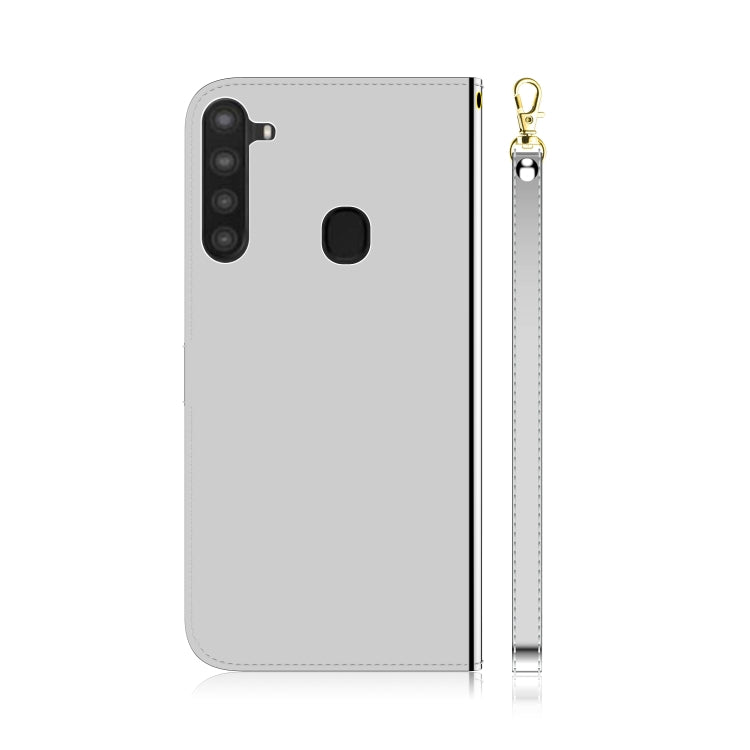 For Galaxy A21 Lmitated Mirror Surface Horizontal Flip Leather Case with Holder & Card Slots & Wallet & Lanyard