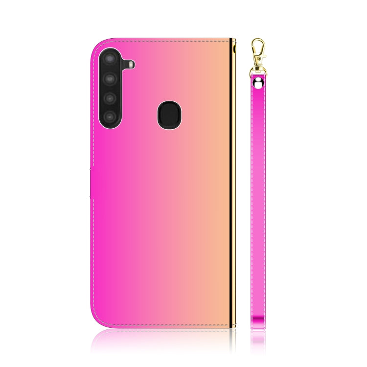 For Galaxy A21 Lmitated Mirror Surface Horizontal Flip Leather Case with Holder & Card Slots & Wallet & Lanyard