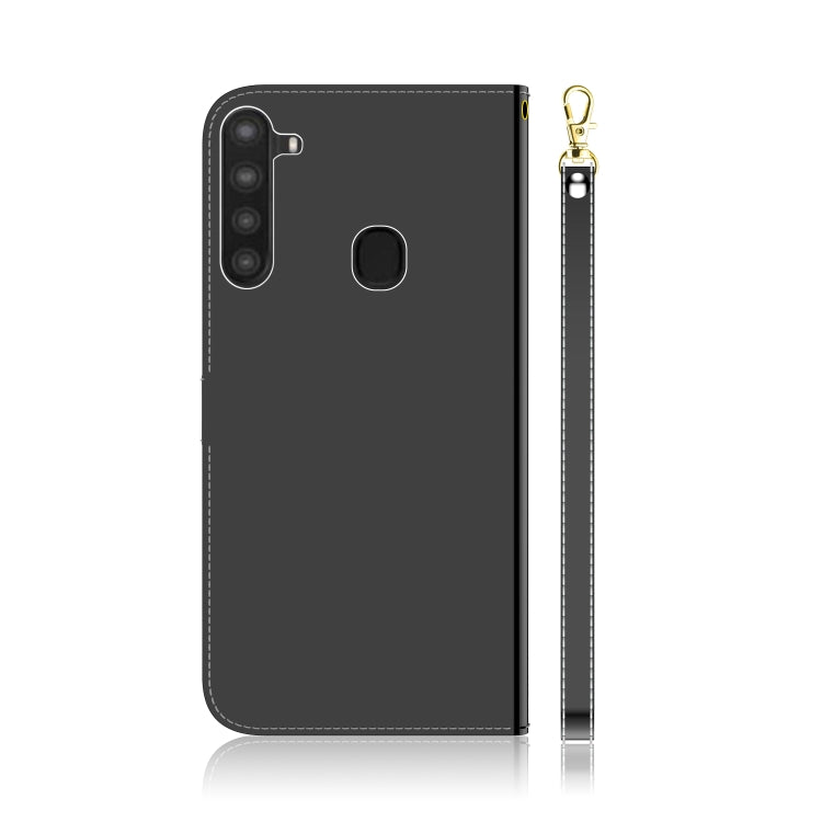 For Galaxy A21 Lmitated Mirror Surface Horizontal Flip Leather Case with Holder & Card Slots & Wallet & Lanyard