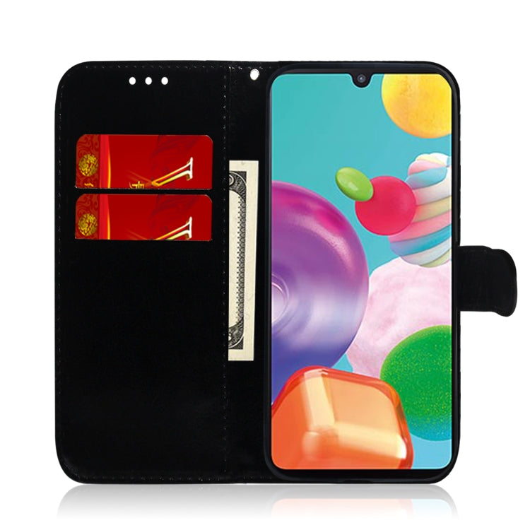 For Galaxy A41 Lmitated Mirror Surface Horizontal Flip Leather Case with Holder & Card Slots & Wallet & Lanyard
