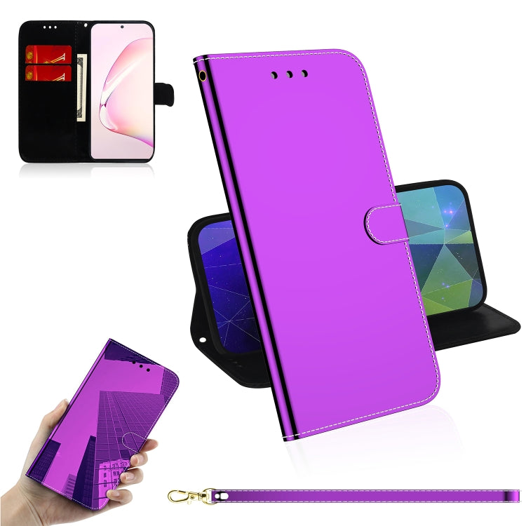 For Galaxy Note 10 Lite / A81 Lmitated Mirror Surface Horizontal Flip Leather Case with Holder & Card Slots & Wallet & Lanyard