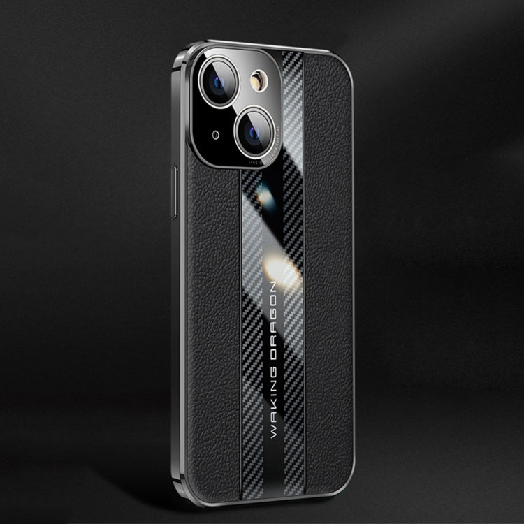 For iPhone 14 Plus Racing Car Design Leather Electroplating Process Anti-fingerprint Protective Phone Case