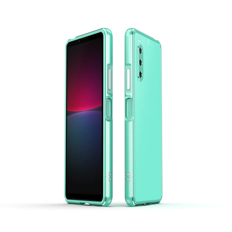 For Sony Xperia 10 â…£ Aurora Series Lens Protector + Metal Frame Protective Phone Case