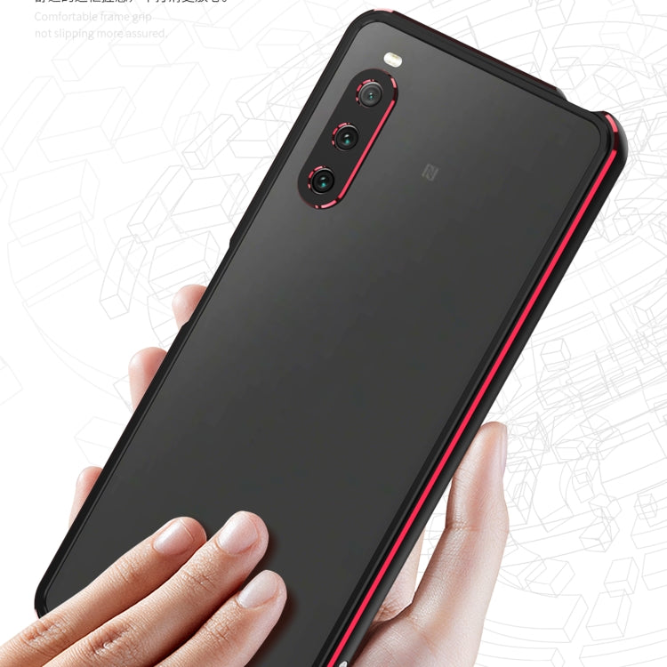 For Sony Xperia 10 â…£ Aurora Series Lens Protector + Metal Frame Protective Phone Case