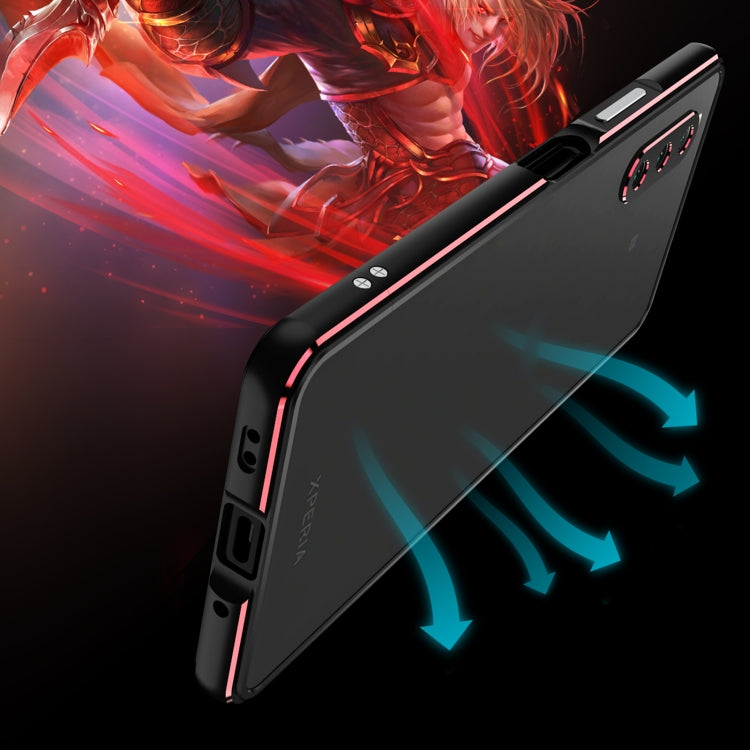 For Sony Xperia 10 â…£ Aurora Series Lens Protector + Metal Frame Protective Phone Case