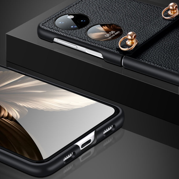For Huawei P50 Pocket SULADA Litchi Texture Leather + TPU Phone Case with Strap
