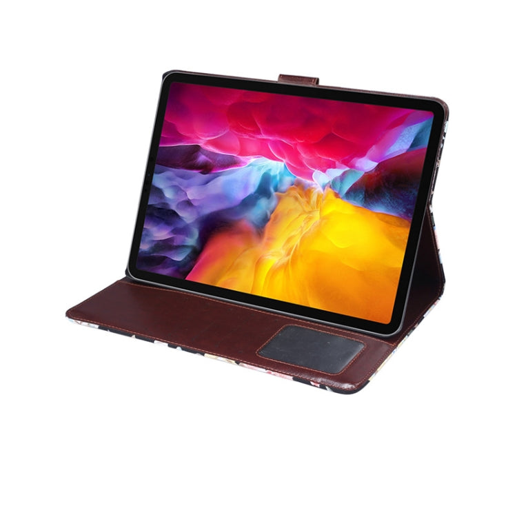 For iPad Pro 11 inch 2020 / 2021 PC + Left And Right Flowering Cloth Holster Wallet Card Holder With Dormancy