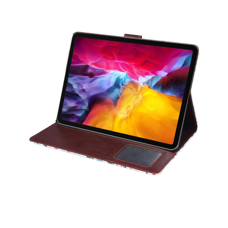 For iPad Pro 11 inch 2020 / 2021 PC + Left And Right Flowering Cloth Holster Wallet Card Holder With Dormancy