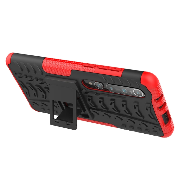 For Xiaomi Mi 10 Tire Texture Shockproof TPU+PC Protective Case with Holder