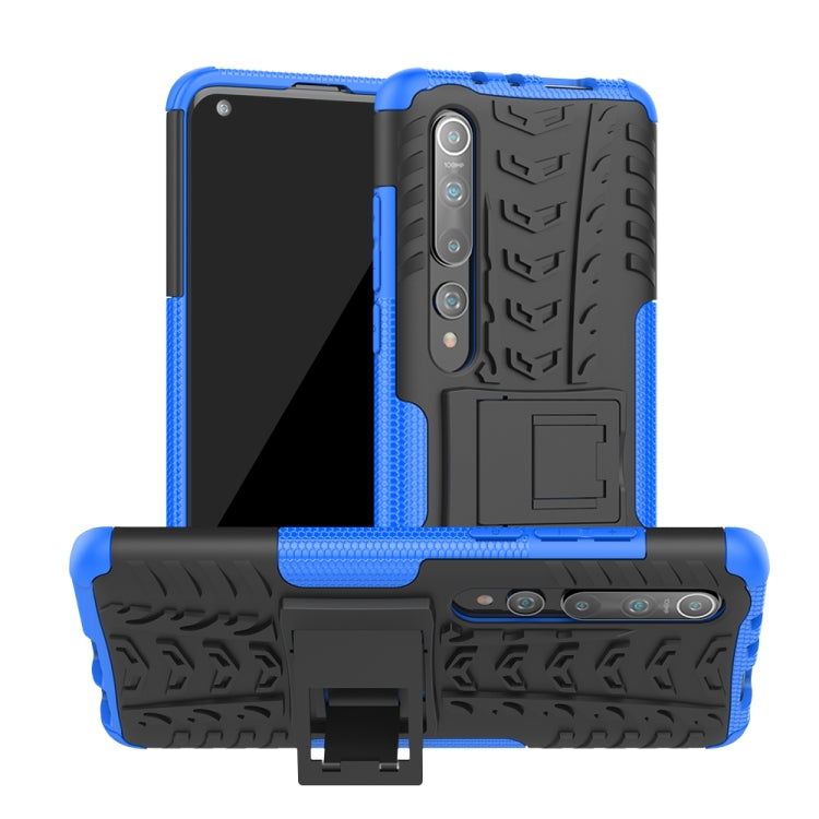 For Xiaomi Mi 10 Tire Texture Shockproof TPU+PC Protective Case with Holder