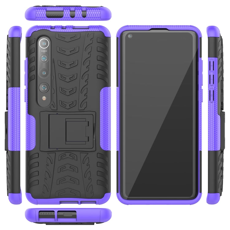 For Xiaomi Mi 10 Tire Texture Shockproof TPU+PC Protective Case with Holder