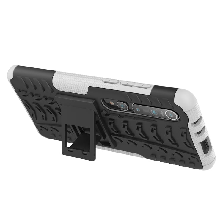 For Xiaomi Mi 10 Tire Texture Shockproof TPU+PC Protective Case with Holder