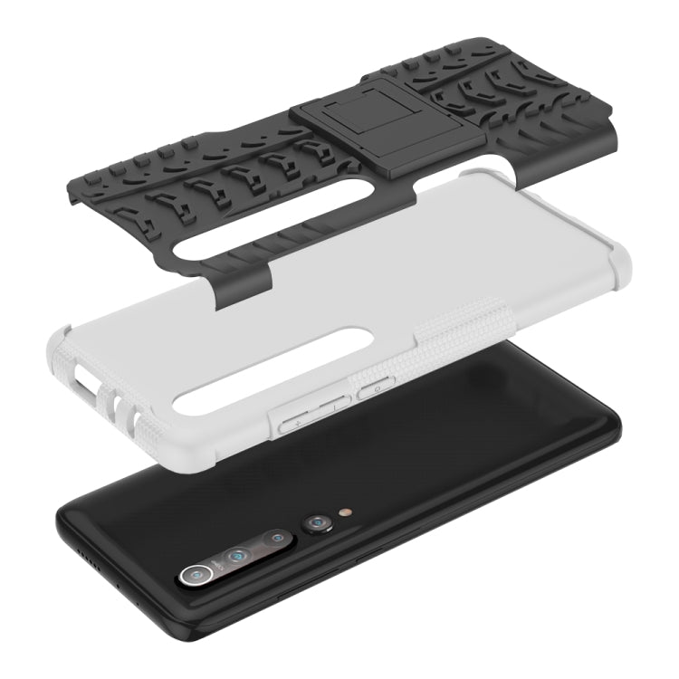 For Xiaomi Mi 10 Tire Texture Shockproof TPU+PC Protective Case with Holder