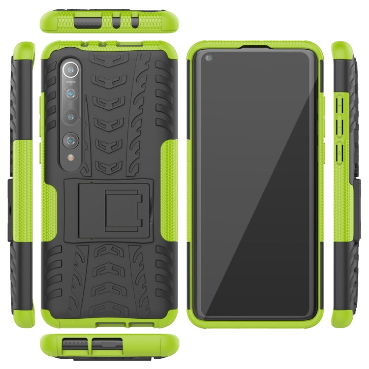For Xiaomi Mi 10 Tire Texture Shockproof TPU+PC Protective Case with Holder