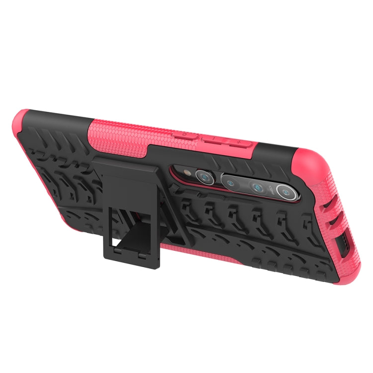 For Xiaomi Mi 10 Tire Texture Shockproof TPU+PC Protective Case with Holder
