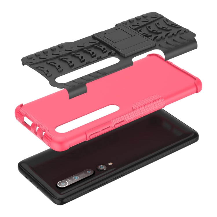 For Xiaomi Mi 10 Tire Texture Shockproof TPU+PC Protective Case with Holder