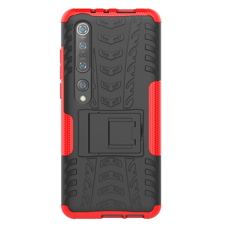 For Xiaomi Mi 10 Pro Tire Texture Shockproof TPU+PC Protective Case with Holder
