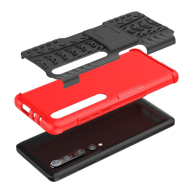 For Xiaomi Mi 10 Pro Tire Texture Shockproof TPU+PC Protective Case with Holder