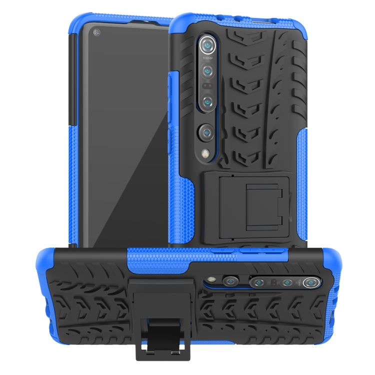 For Xiaomi Mi 10 Pro Tire Texture Shockproof TPU+PC Protective Case with Holder