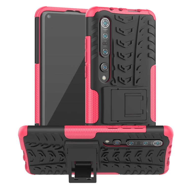 For Xiaomi Mi 10 Pro Tire Texture Shockproof TPU+PC Protective Case with Holder