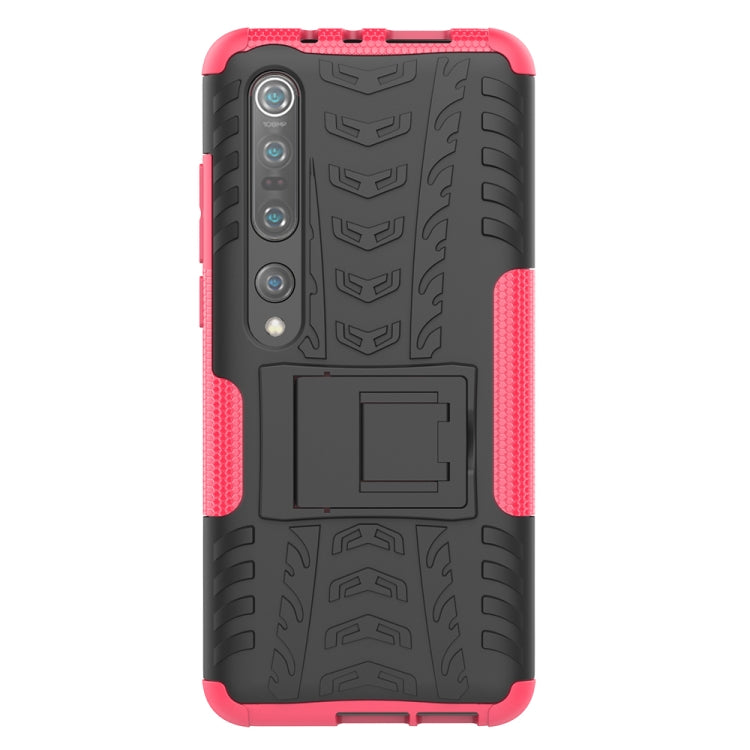 For Xiaomi Mi 10 Pro Tire Texture Shockproof TPU+PC Protective Case with Holder