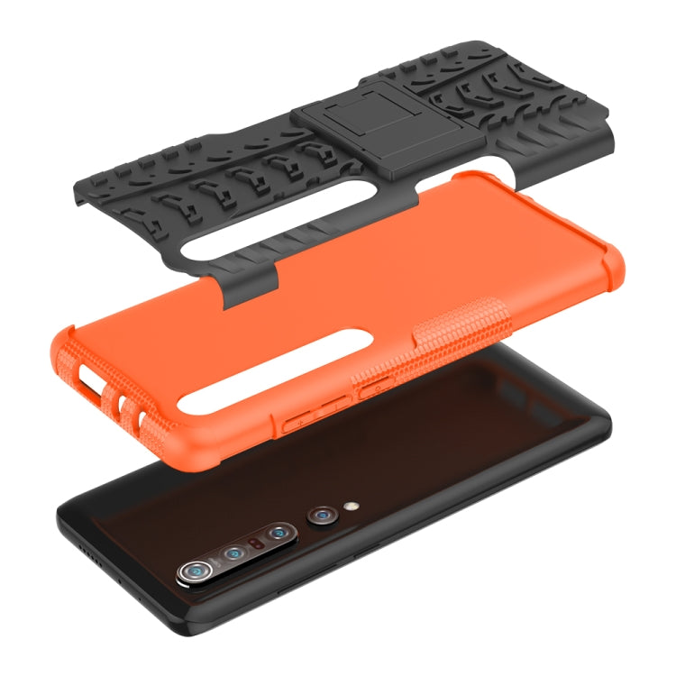 For Xiaomi Mi 10 Pro Tire Texture Shockproof TPU+PC Protective Case with Holder