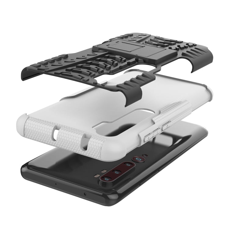 For Xiaomi Mi CC9 Pro Tire Texture Shockproof TPU+PC Protective Case with Holder