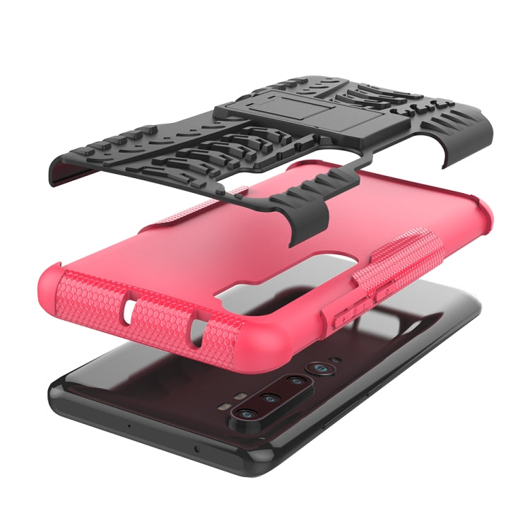 For Xiaomi Mi CC9 Pro Tire Texture Shockproof TPU+PC Protective Case with Holder