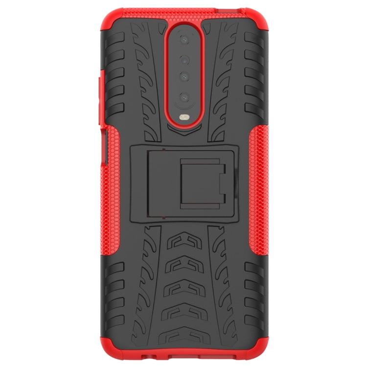 For Xiaomi Redmi K30 Tire Texture Shockproof TPU+PC Protective Case with Holder