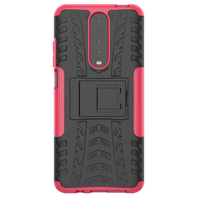 For Xiaomi Redmi K30 Tire Texture Shockproof TPU+PC Protective Case with Holder