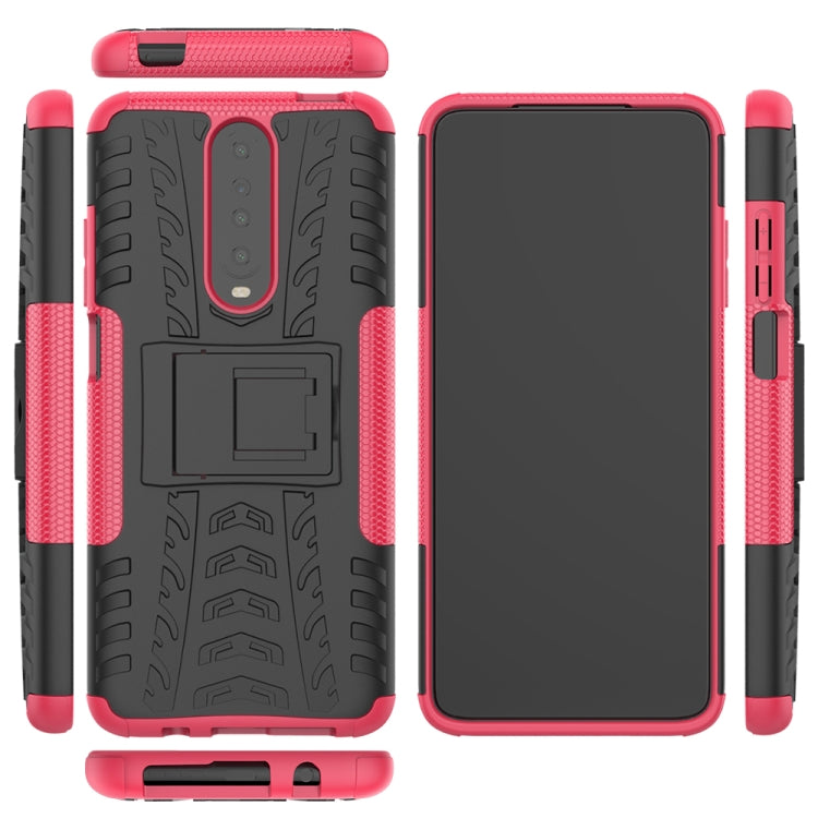 For Xiaomi Redmi K30 Tire Texture Shockproof TPU+PC Protective Case with Holder