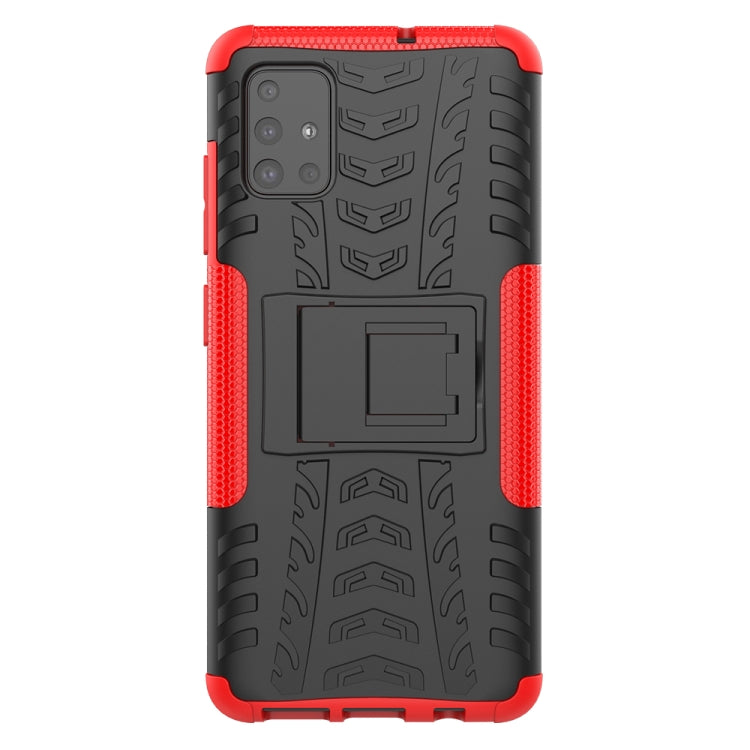 For Galaxy A51 Tire Texture Shockproof TPU+PC Protective Case with Holder