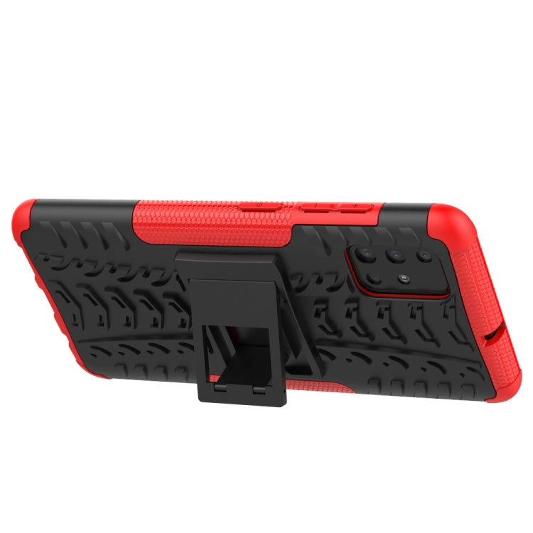 For Galaxy A51 Tire Texture Shockproof TPU+PC Protective Case with Holder