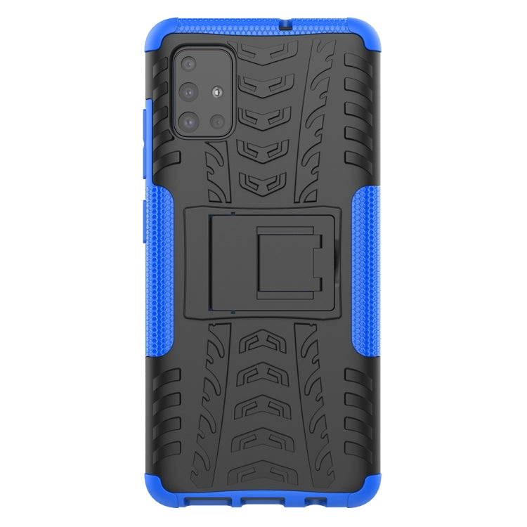 For Galaxy A51 Tire Texture Shockproof TPU+PC Protective Case with Holder
