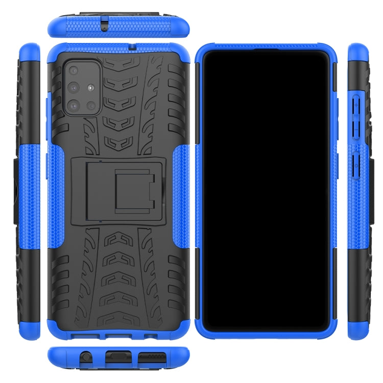 For Galaxy A51 Tire Texture Shockproof TPU+PC Protective Case with Holder