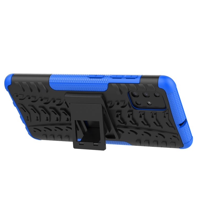 For Galaxy A51 Tire Texture Shockproof TPU+PC Protective Case with Holder