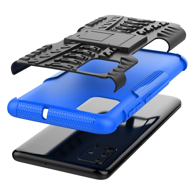 For Galaxy A51 Tire Texture Shockproof TPU+PC Protective Case with Holder