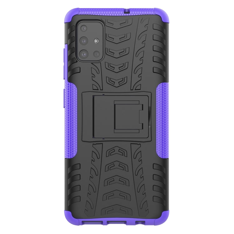 For Galaxy A51 Tire Texture Shockproof TPU+PC Protective Case with Holder