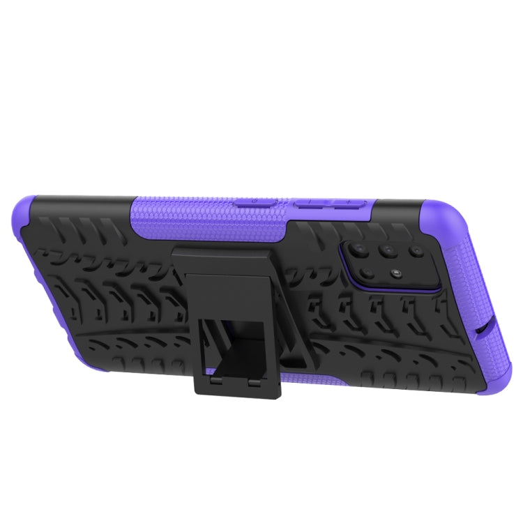 For Galaxy A51 Tire Texture Shockproof TPU+PC Protective Case with Holder