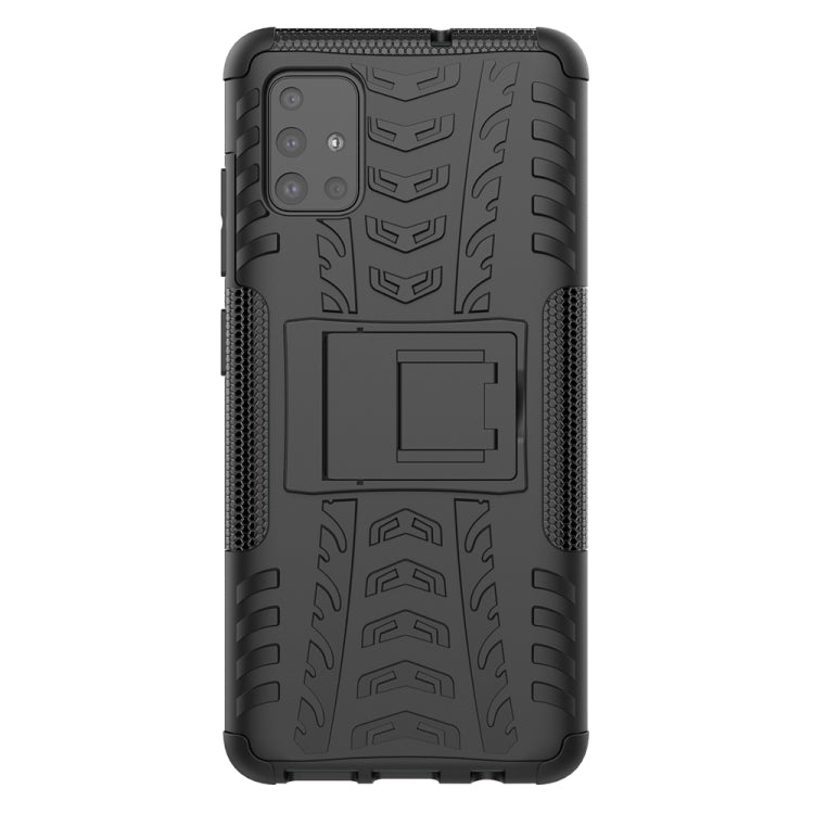 For Galaxy A51 Tire Texture Shockproof TPU+PC Protective Case with Holder