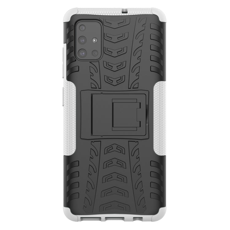 For Galaxy A51 Tire Texture Shockproof TPU+PC Protective Case with Holder