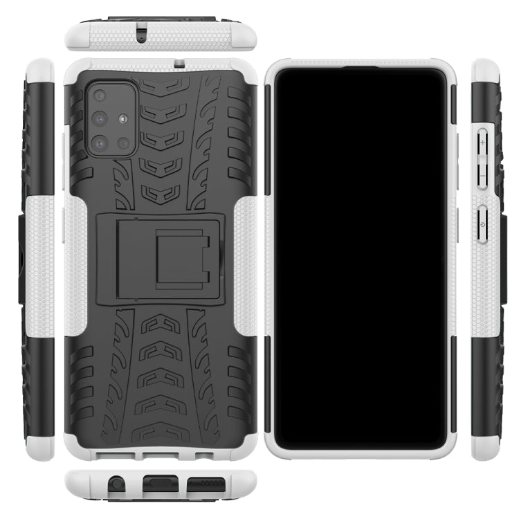 For Galaxy A51 Tire Texture Shockproof TPU+PC Protective Case with Holder