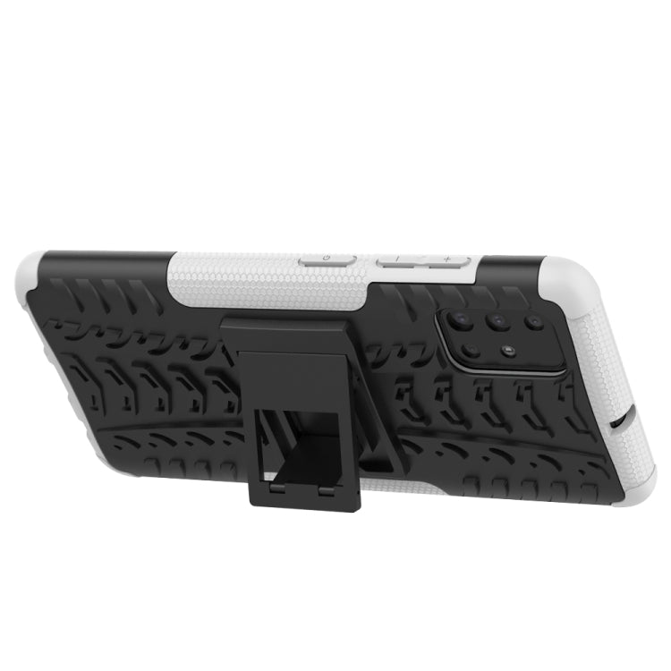 For Galaxy A51 Tire Texture Shockproof TPU+PC Protective Case with Holder