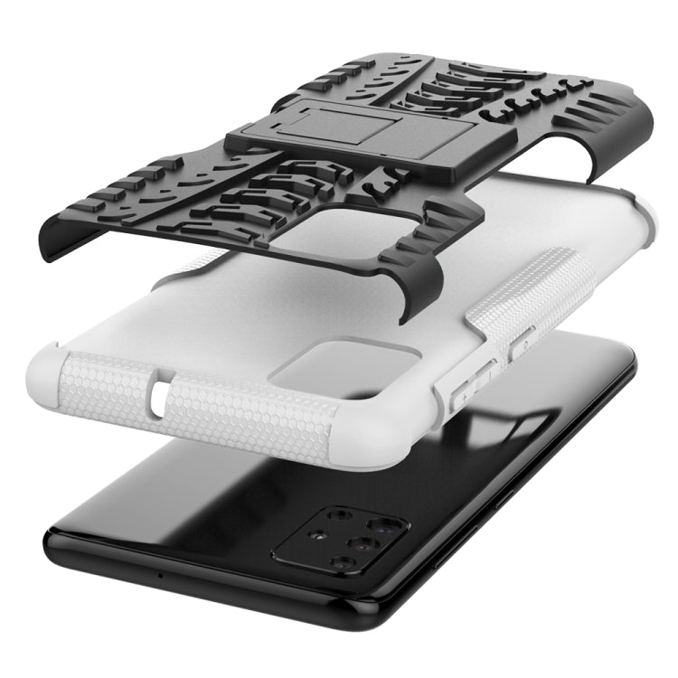 For Galaxy A51 Tire Texture Shockproof TPU+PC Protective Case with Holder