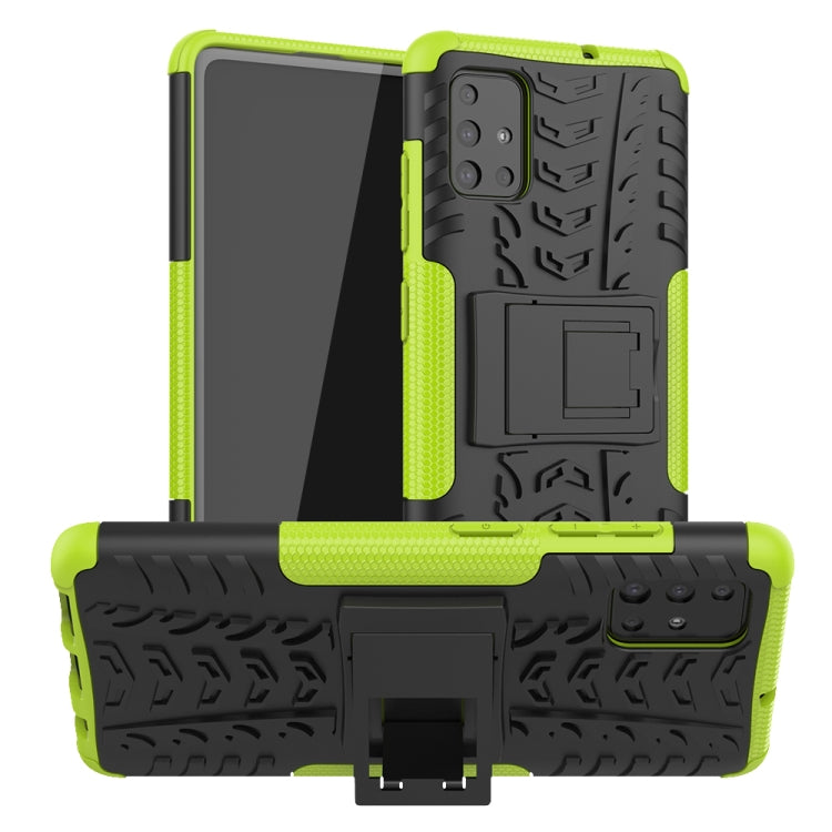 For Galaxy A51 Tire Texture Shockproof TPU+PC Protective Case with Holder