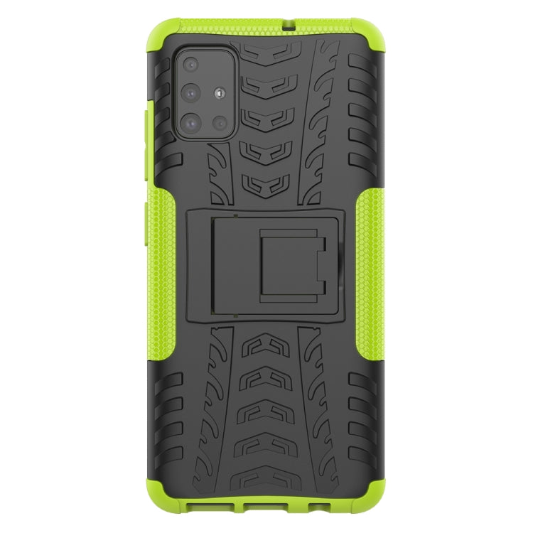 For Galaxy A51 Tire Texture Shockproof TPU+PC Protective Case with Holder