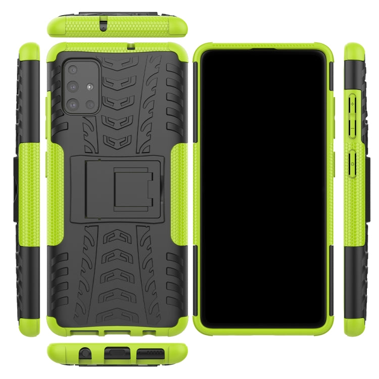 For Galaxy A51 Tire Texture Shockproof TPU+PC Protective Case with Holder